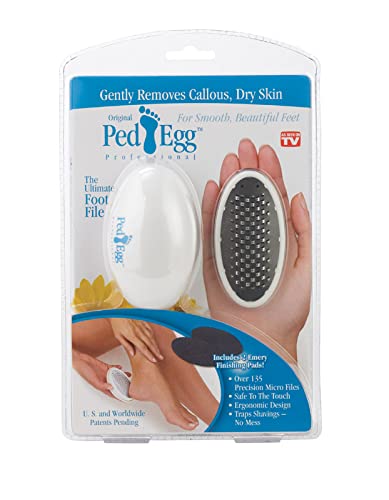 PedEgg Classic Callus Remover, As Seen On TV, New Look, Safely and Painlessly Remove Tough Calluses & Dry Skin to Reveal Smooth Soft Feet, 135 Precision Micro-Blades, Traps Shavings Mess-Free