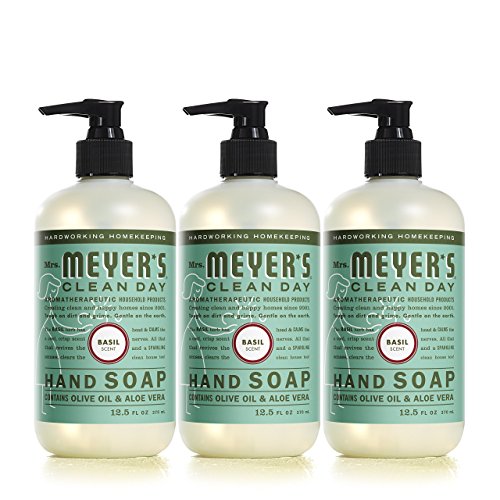 MRS. MEYER'S CLEAN DAY Hand Soap, Basil, Made with Essential Oils, 12.5 oz - Pack of 3