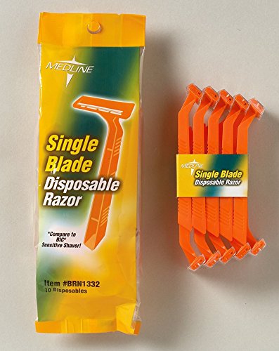 Medline Latex-Free Disposable Single Blade Facial Razor, Orange, Pack of 500