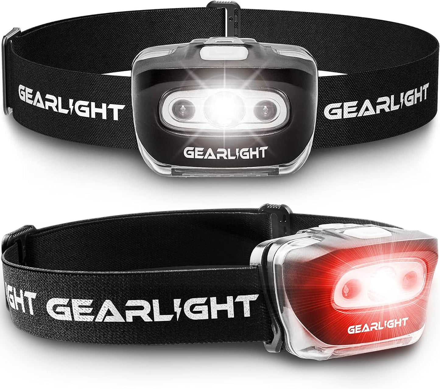 GearLight 2Pack LED Headlamp - Outdoor Camping Headlamps with Adjustable Headband - Lightweight Headlight with 7 Modes and Pivotable Head