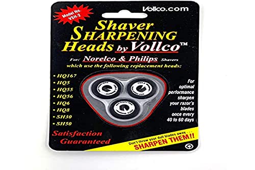 Vollco Sharpening Heads VSH-2 Black - Sharpens All Philips Norelco Shavers Using These Replacement Heads: HQ-167, HQ-177, HQ-5, HQ-55, HQ-56, HQ-6 HQ-7, HQ-8, SH-30 and SH-50