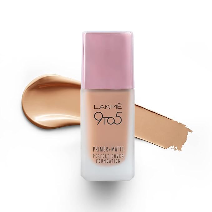 Lakme 9 to 5 Primer + Matte Perfect Cover Liquid Foundation, W240 Warm Beige - 25 ml