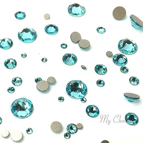 LIGHT TURQUOISE (263) green teal 144 pcs 2058/2088 SWAROVSKI Crystal Flatbacks rhinestones nail art mixed with Sizes ss5, ss7, ss9, ss12, ss16, ss20, ss30 from Mychobos (Crystal-Wholesale)