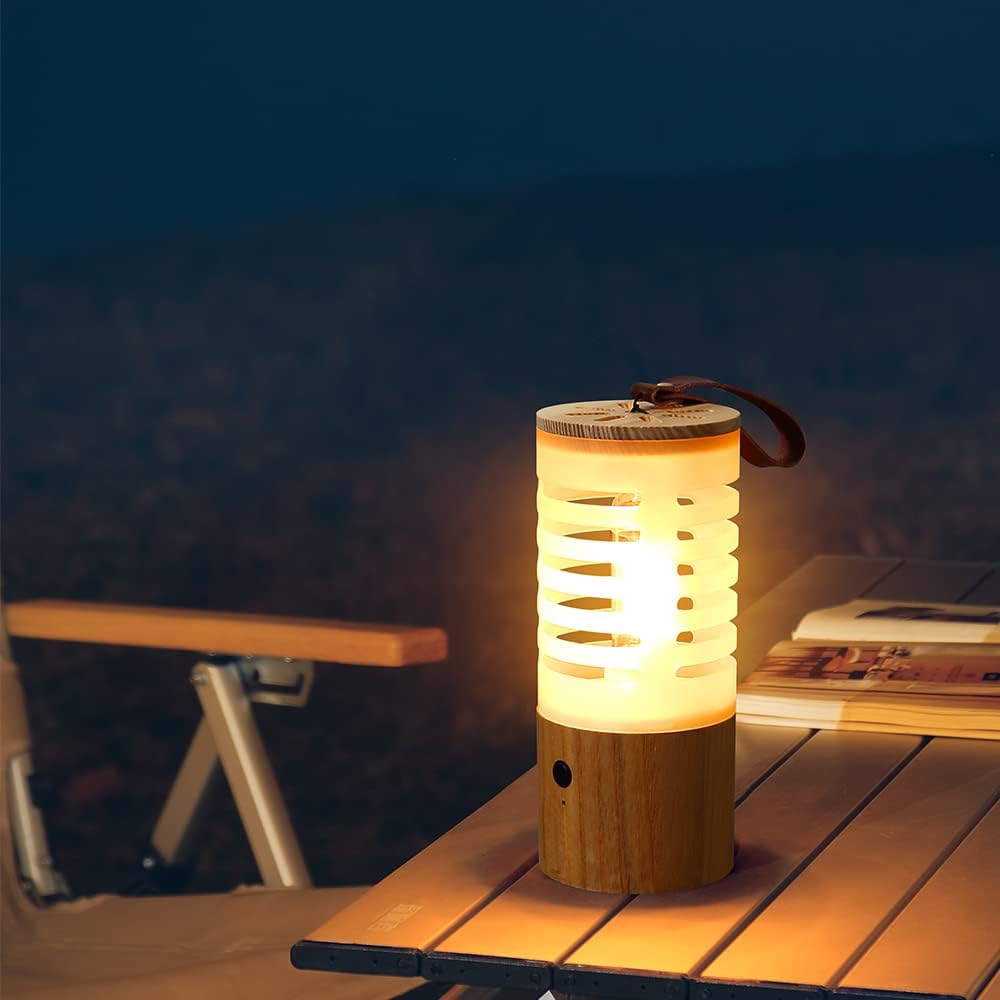 Portable Led Camping Lantern with Warm Light 2700K,Battery Operated Lights with 1500mAh,Stepless Dimming,80LM,Rechargeable Flashlight for Short Camping,Hiking,Home and More(USB-C Cable Included)