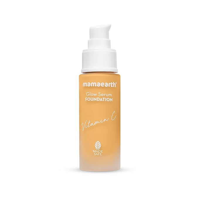 Mamaearth Glow Serum Foundation Lotion with Vitamin C & Turmeric for 12-Hour Long Stay- 02 Crème Glow - 30 ml Dewy Finish