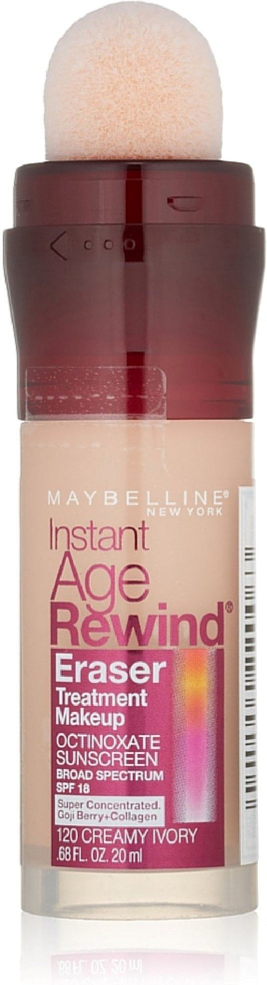 Maybelline New York Instant Age Rewind Eraser Treatment Makeup, Creamy Ivory [120] 0.68 oz (Pack of 2)