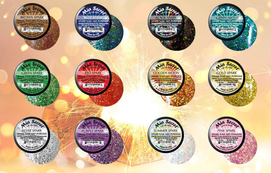 Mia Secret Professional Nail System Acrylic Powder + FREE NAIL BRUSH (12pcs SPARKS)