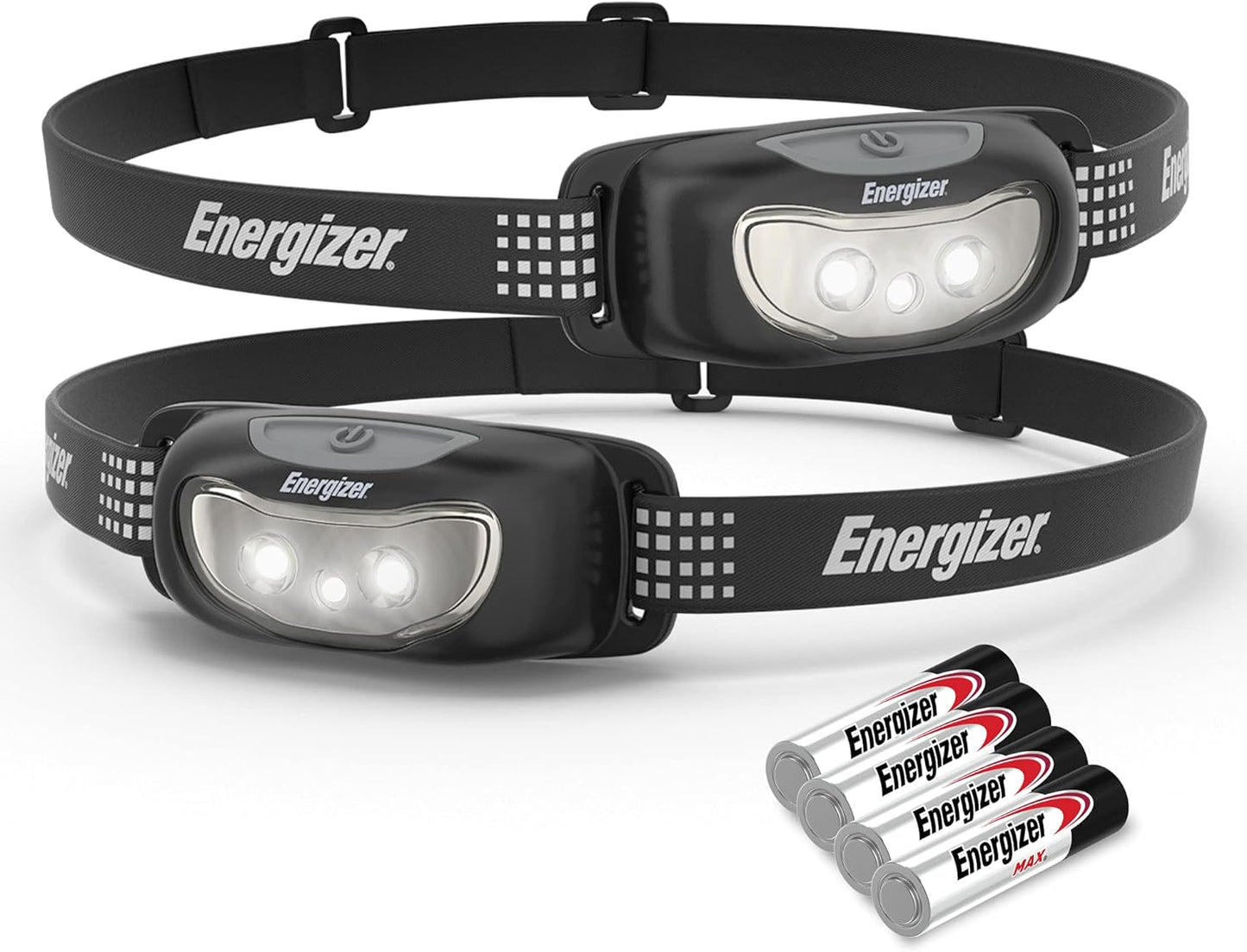 Energizer LED Headlamp (2-Pack) Universal+, IPX4 Water Resistant Headlamps, High-Performance Head Light for Outdoors, Camping, Running, Storm, Survival, (Batteries Included)