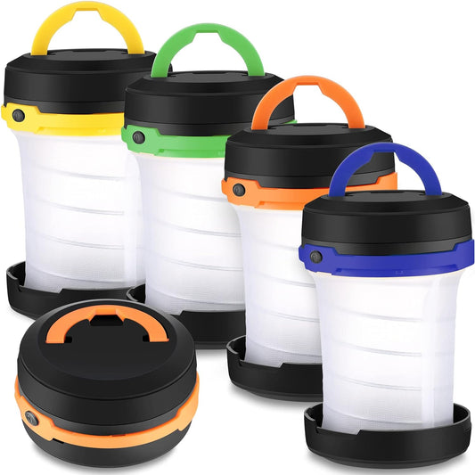 4 Pcs Collapsible LED Camping Lantern Battery LED Operated Camping Lantern Lights Lantern Flashlight Portable Lamp Camping Accessories for Emergency Power Outage Hiking Tent Outdoor, 4 Colors